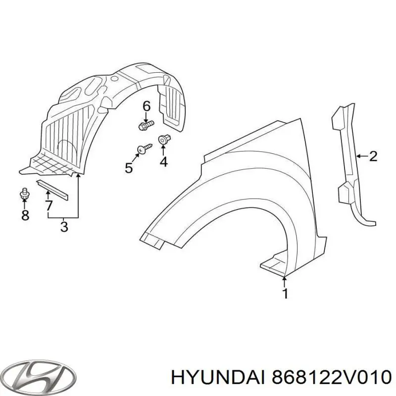 868122V010 Hyundai/Kia Підкрилок переднього крила, правий