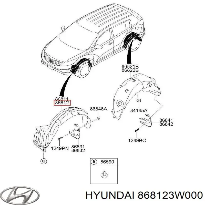 868123W500 Hyundai/Kia підкрилок переднього крила, правий