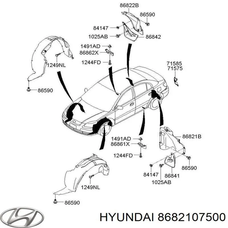 Купити 8682107500 Hyundai/Kia Підкрилок заднього крила, лівий