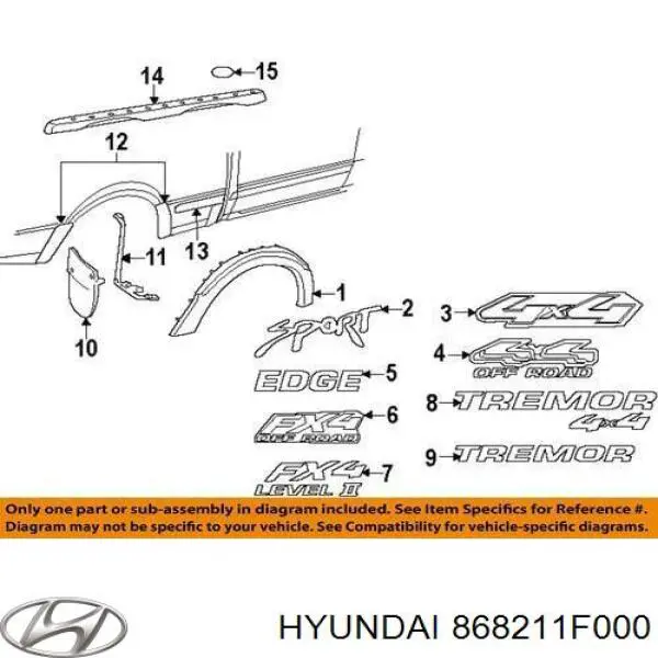 Підкрилок задній лівий Hyundai/Kia 868211F000