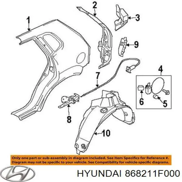 868211F000 Hyundai/Kia Підкрилок заднього крила, лівий