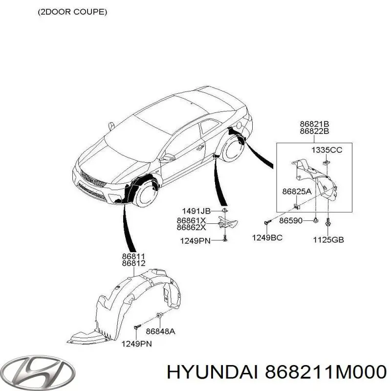 868211M000 Hyundai/Kia Підкрилок заднього крила, лівий