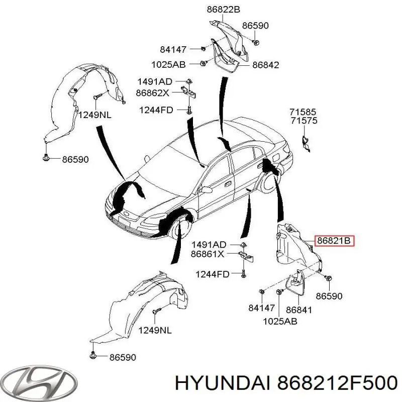 868212F500 Hyundai/Kia Підкрилок заднього крила, лівий