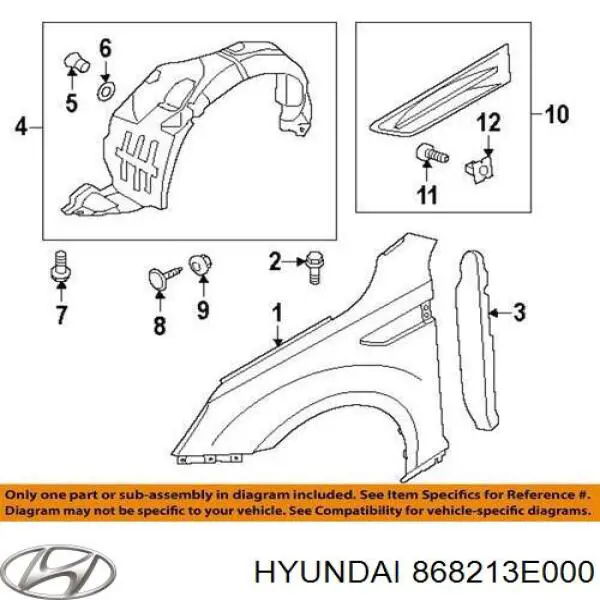 868213E000 Hyundai/Kia Підкрилок заднього крила, лівий