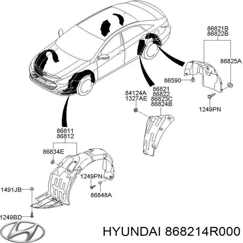 868214R000 Hyundai/Kia Підкрилок заднього крила, лівий задній