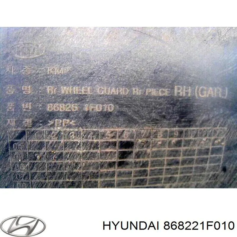 Купити 868221F010 Hyundai/Kia Підкрилок заднього крила, правий