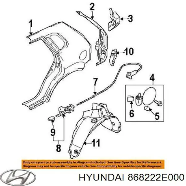 Купити 868222E000 Hyundai/Kia Підкрилок заднього крила, правий