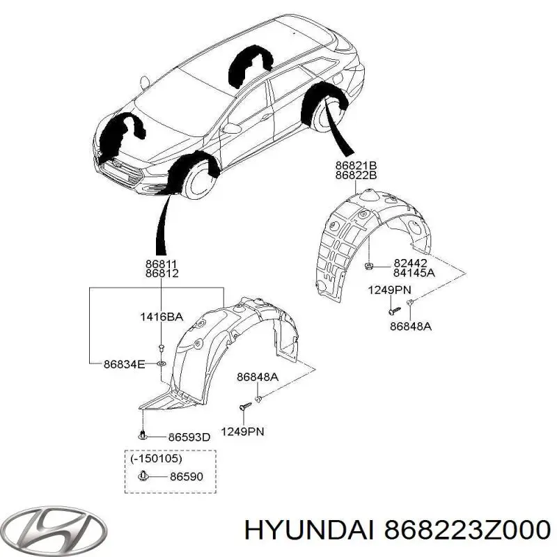 868223Z000 Hyundai/Kia підкрилок заднього крила, правий