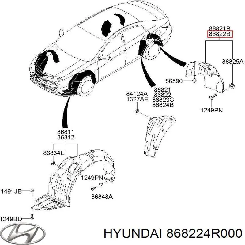 868224R000 Hyundai/Kia Підкрилок заднього крила, правий задній