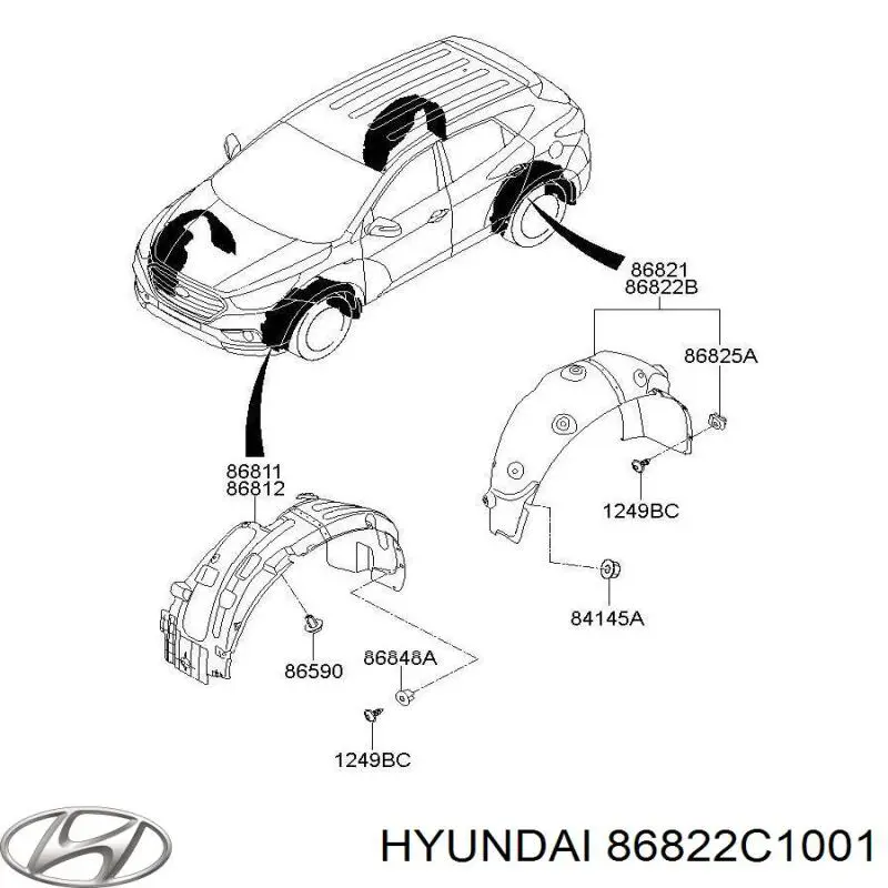 86822C1001 Hyundai/Kia Підкрилок задній правий