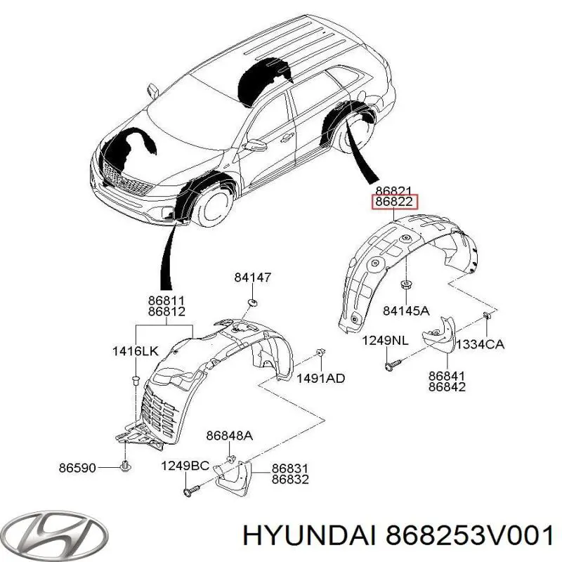  Підкрилок заднього крила, лівий задній Hyundai Azera 