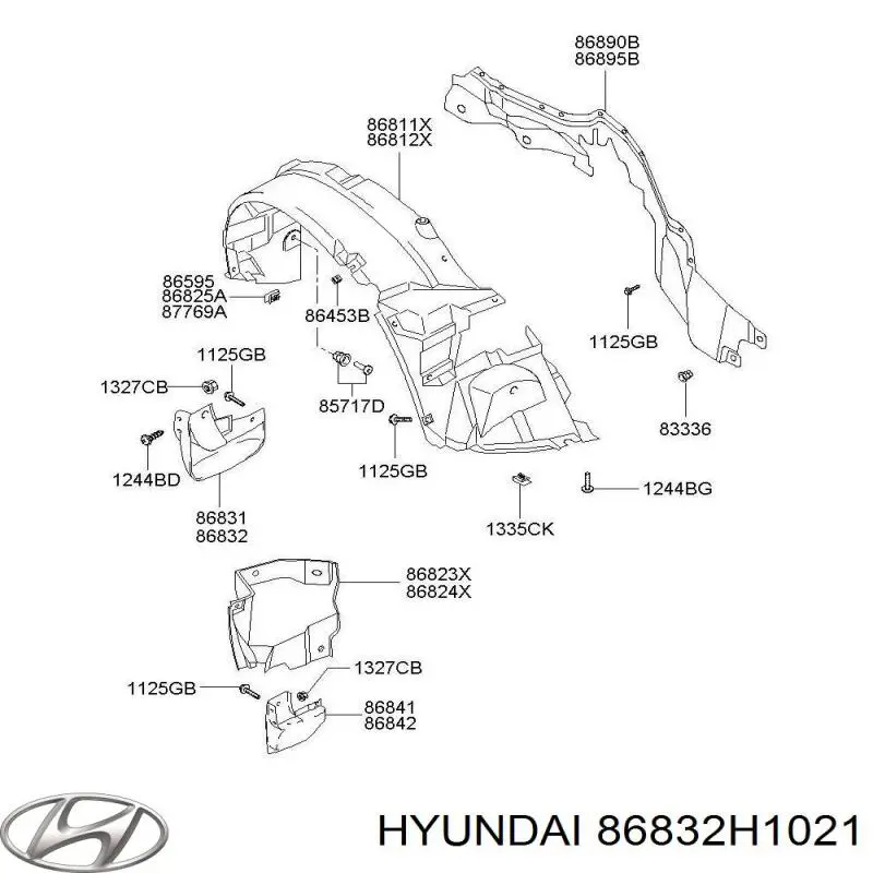 Купити 86832H1021 Hyundai/Kia Бризковики передній, правий