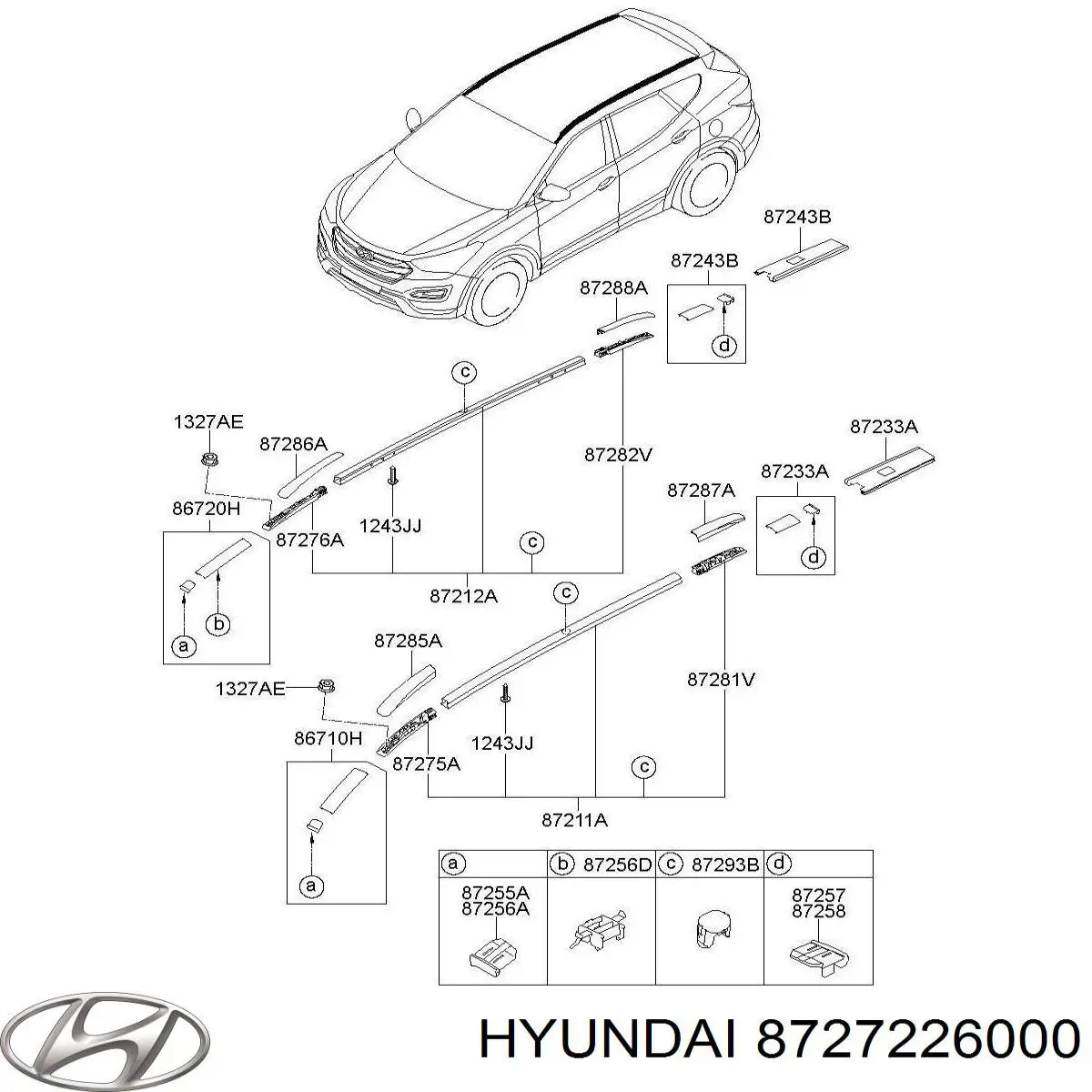 Рейлінг даху правий Hyundai Santa Fe 1 (SM) (Хендай Санта фе)