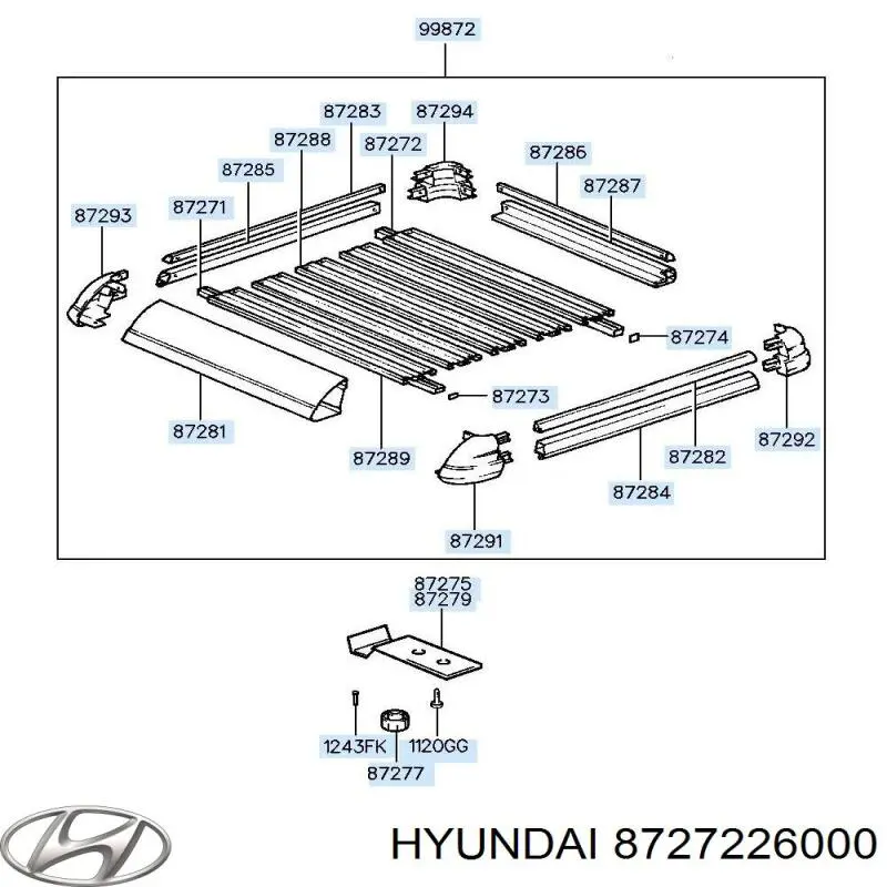 Купити 8727226000 Hyundai/Kia Рейлінг даху правий