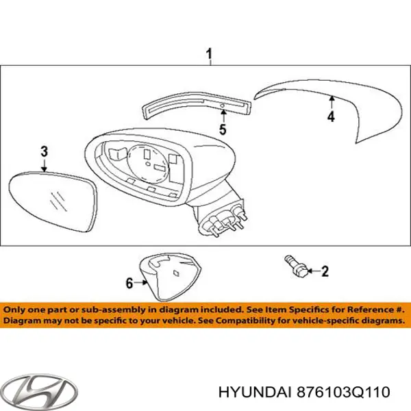 Ліве бічне дзеркало Hyundai/Kia 876103Q110 ціна, від 62.98 USD