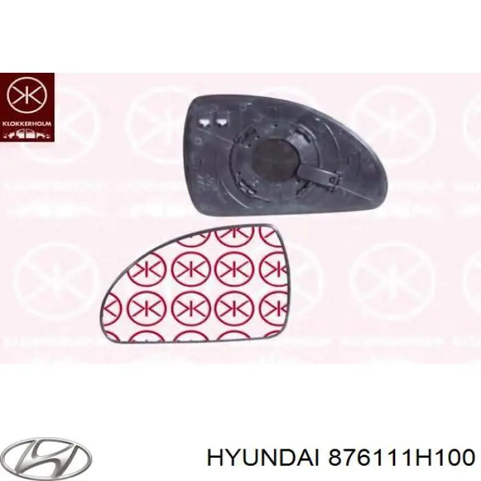 876111H100 Hyundai/Kia дзеркальний елемент дзеркала заднього виду, лівого