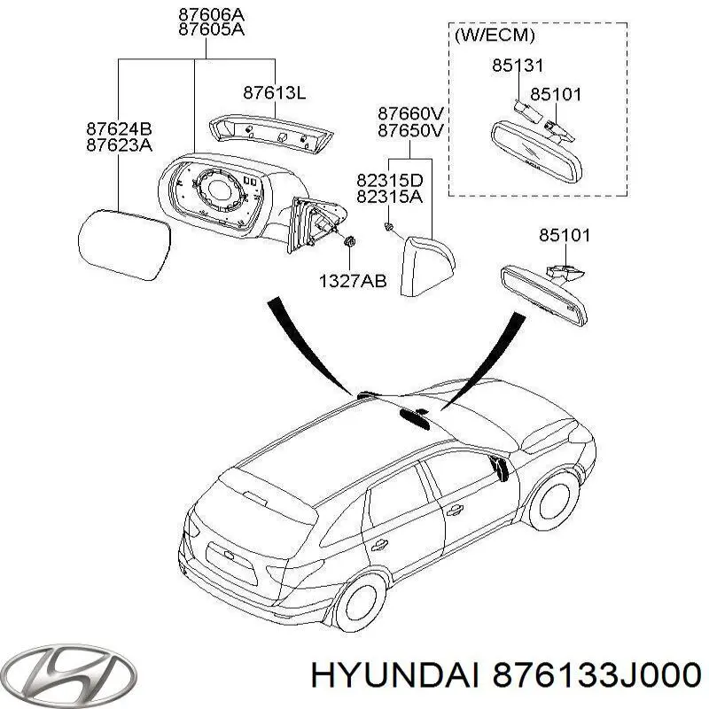 Купити 876133J000 Hyundai/Kia Покажчик повороту дзеркала, лівий