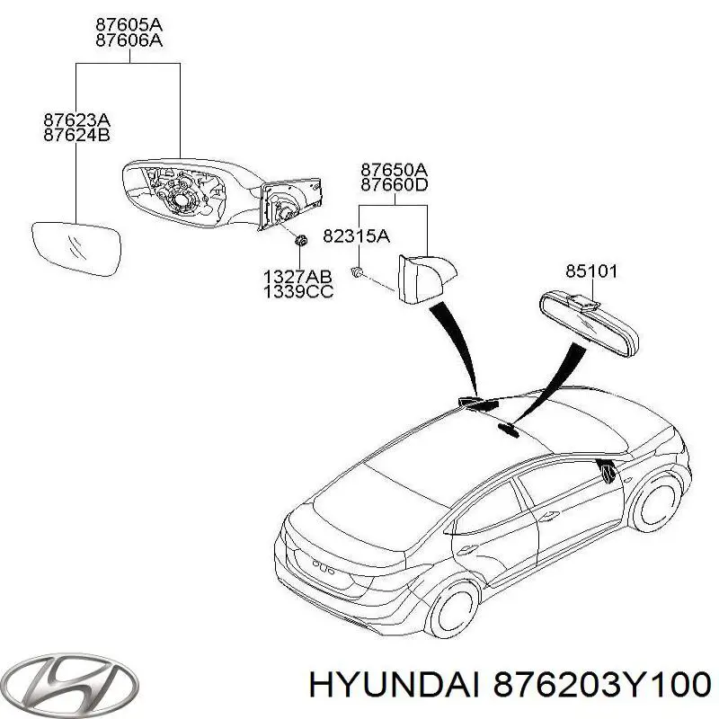 Купити 876203Y100 Hyundai/Kia Дзеркало праве