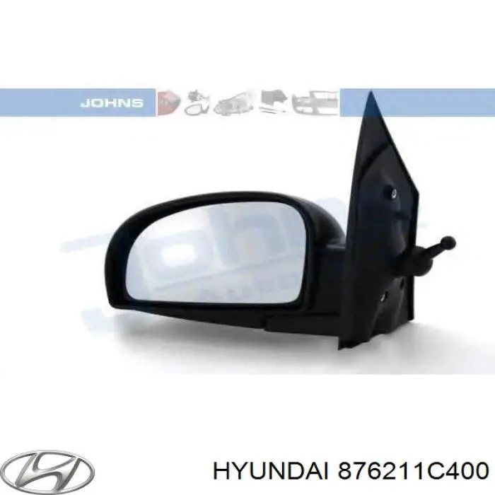 Дзеркальний елемент дзеркала заднього виду, правого Hyundai Getz (Хендай Гетц)