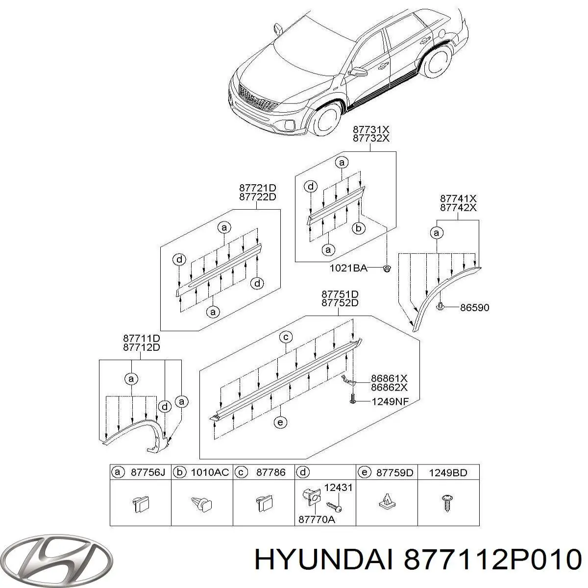 Молдинг переднього лівого крила Hyundai/Kia 877112P010 ціна, від 20.67 USD