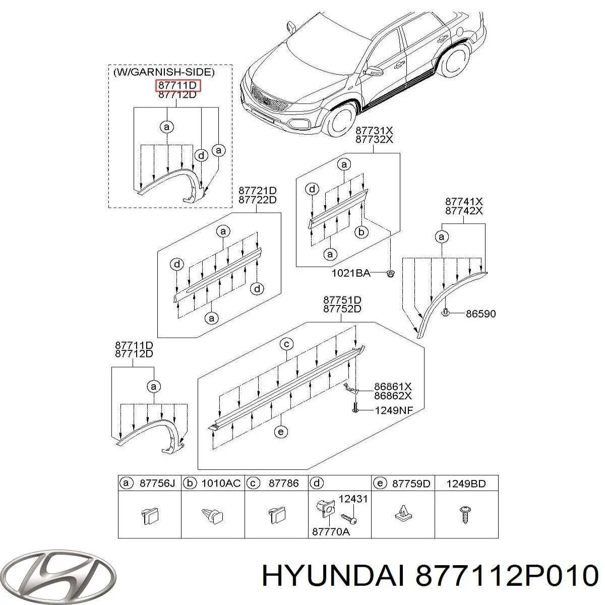 877112P010 Hyundai/Kia Молдинг переднього лівого крила