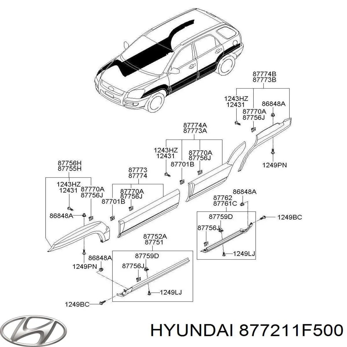 877211F500 Hyundai/Kia молдинг передньої лівої двері