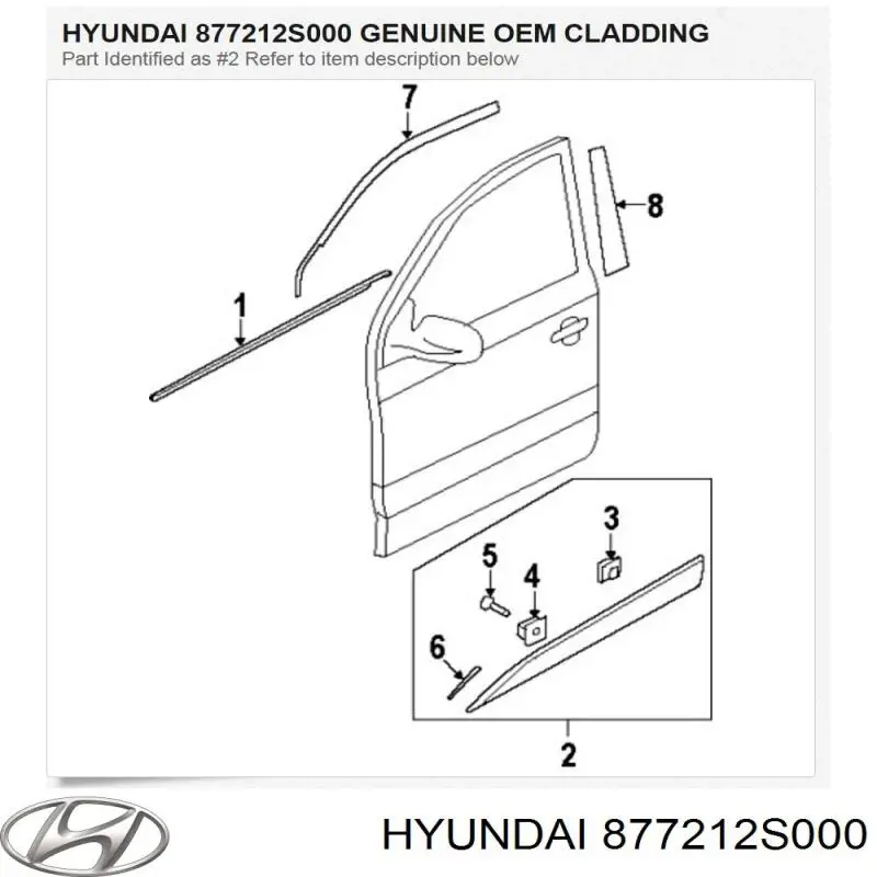877212S000 Hyundai/Kia молдинг передньої лівої двері