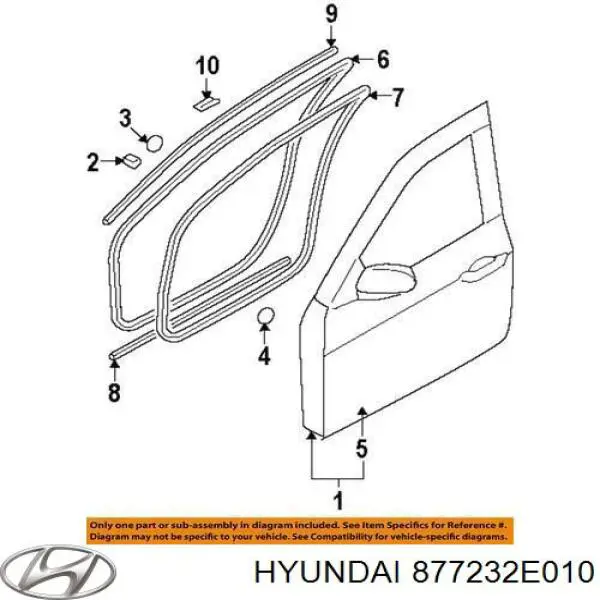 Купити 877232E010 Hyundai/Kia Молдинг передньої лівої двері