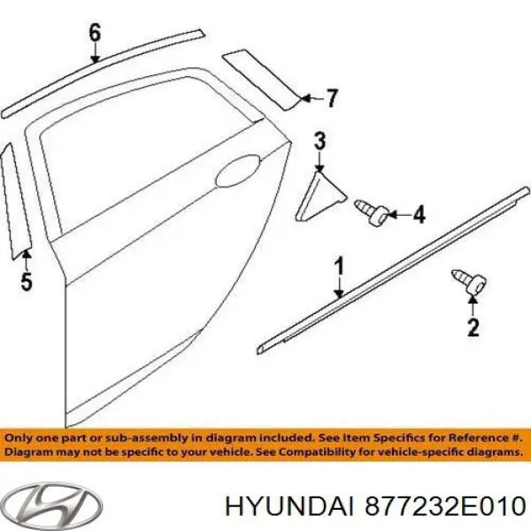 877232E010 Hyundai/Kia молдинг передньої лівої двері