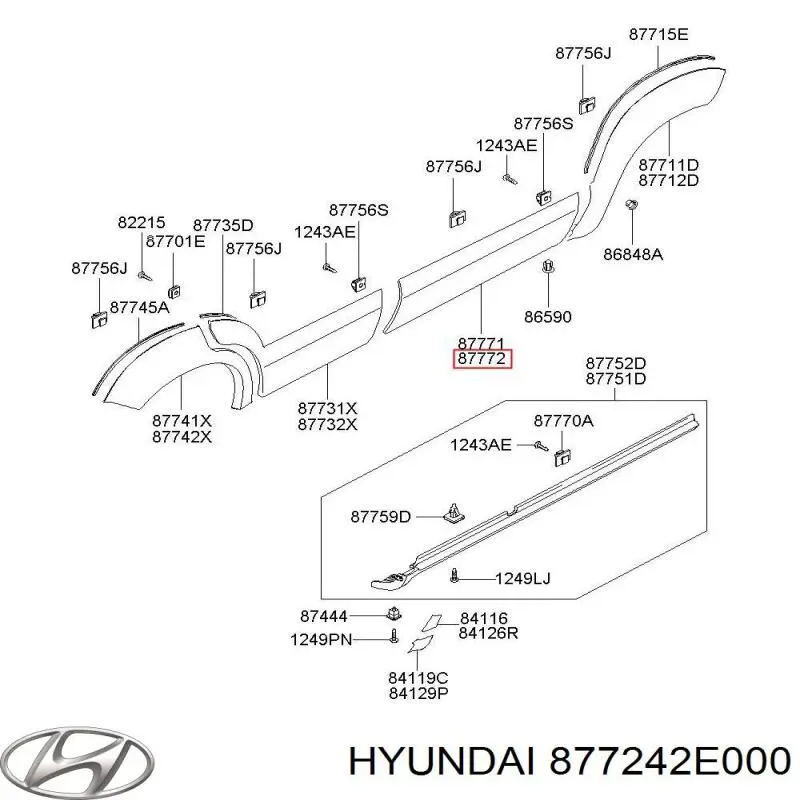 Молдинг передньої правої двері Hyundai/Kia 877222E000ZW ціна, від 105.02 USD