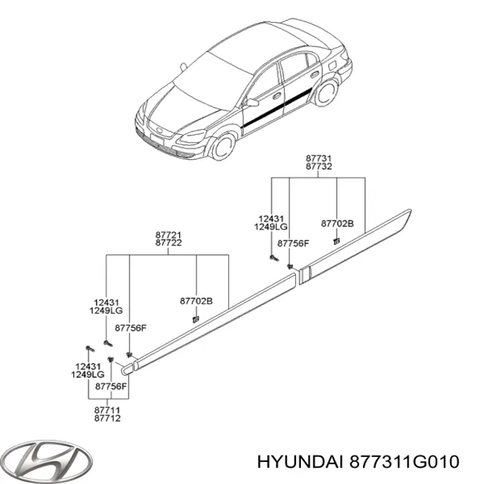 877311G010 Hyundai/Kia молдинг задніх лівих дверей