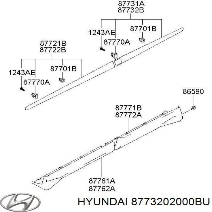 8773202000BU Hyundai/Kia молдинг задніх правих дверей