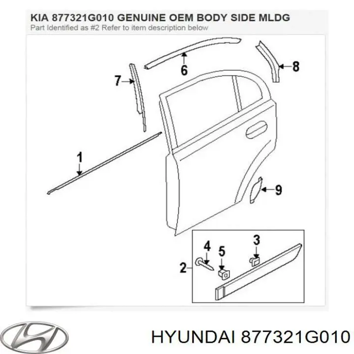 877321G010 Hyundai/Kia молдинг задніх правих дверей
