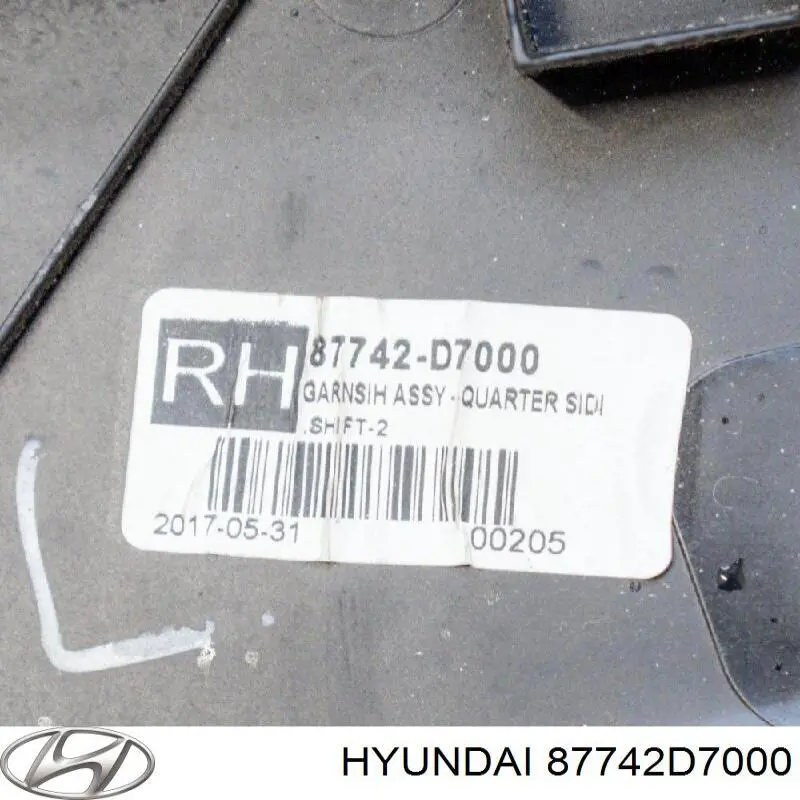 Молдинг задньої арки крила, правий Hyundai/Kia 87742D7000 ціна, від 26.06 USD