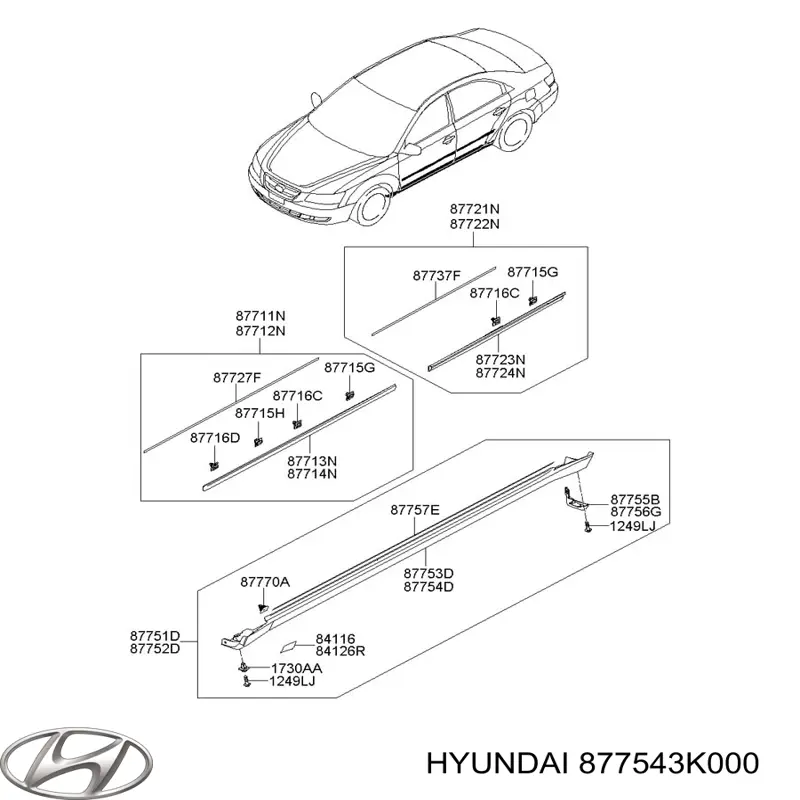 877543K000 Hyundai/Kia Накладка зовнішня (молдинг) порога, правий