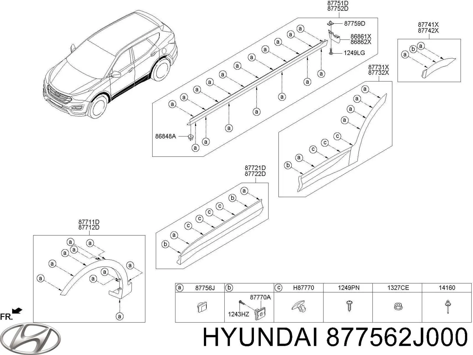 877562J000 Hyundai/Kia кліпса (пістон кріплення молдинга двері)