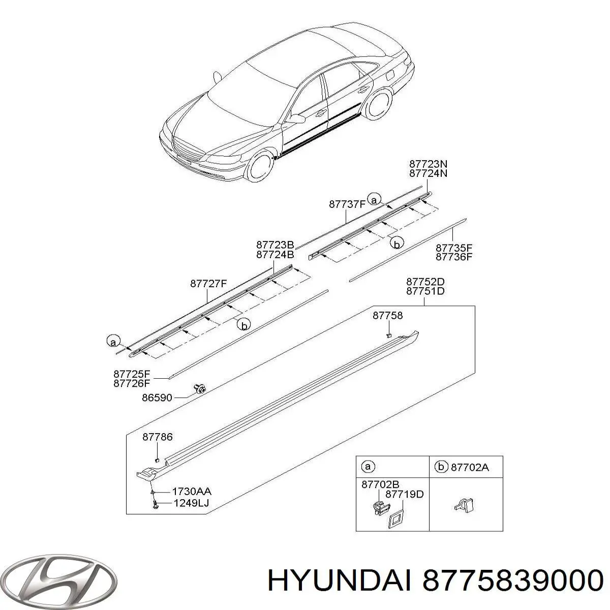 Пістон (кліп) кріплення накладок порогів Hyundai Sonata (EU4) (Хендай Соната)