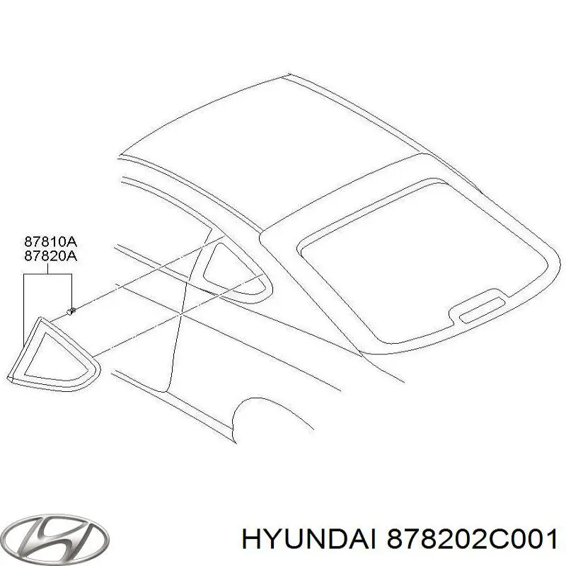 878202C001 Hyundai/Kia скло багажного відсіку, праве