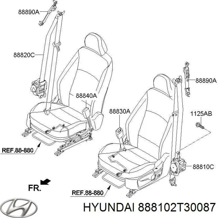 Пасок безпеки передній лівий Hyundai/Kia 888102T30087 ціна, від 39.78 USD