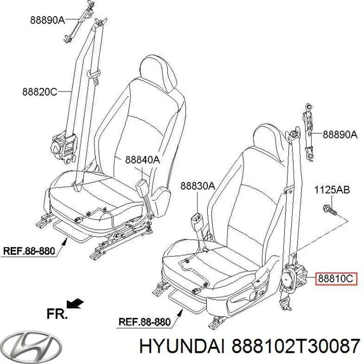 888102T30087 Hyundai/Kia Пасок безпеки передній лівий