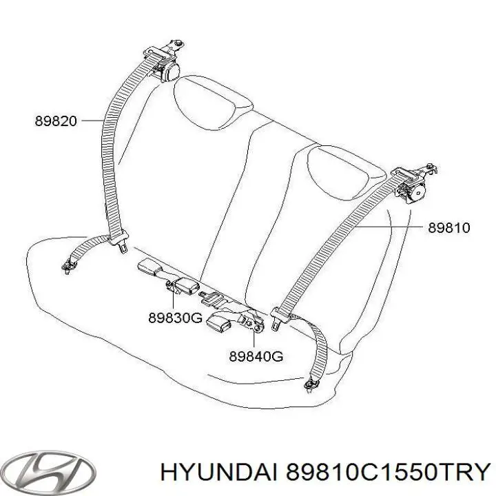 Купити 89810C1550TRY Hyundai/Kia Пасок безпеки задній лівий