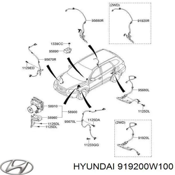 919200W100 Hyundai/Kia датчик абс (abs задній, правий)