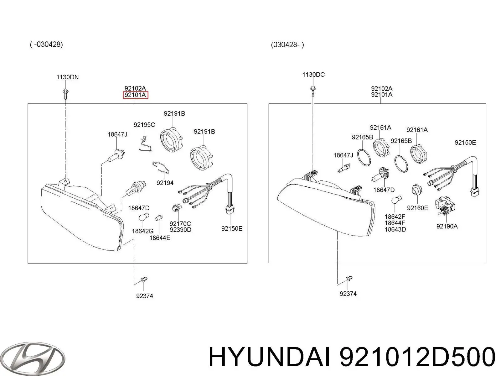 Фара ліва 921012D500 Hyundai/Kia