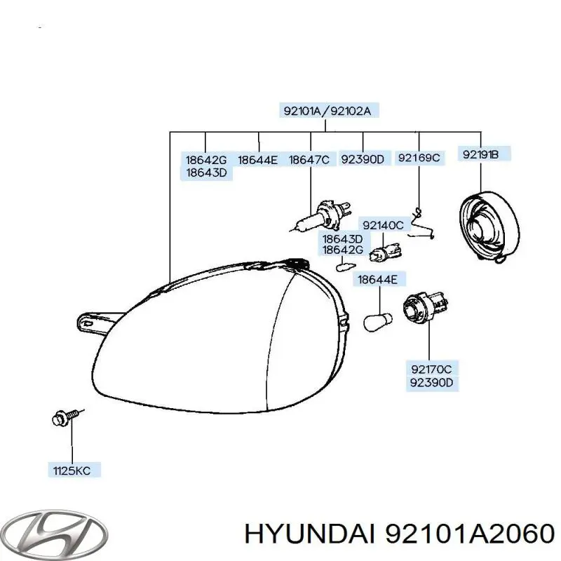 Купити 92101A2060 Hyundai/Kia Основна фара в зборі ліва
