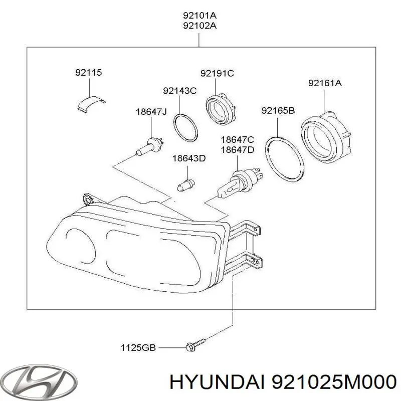 Фара права 921025M000 Hyundai/Kia