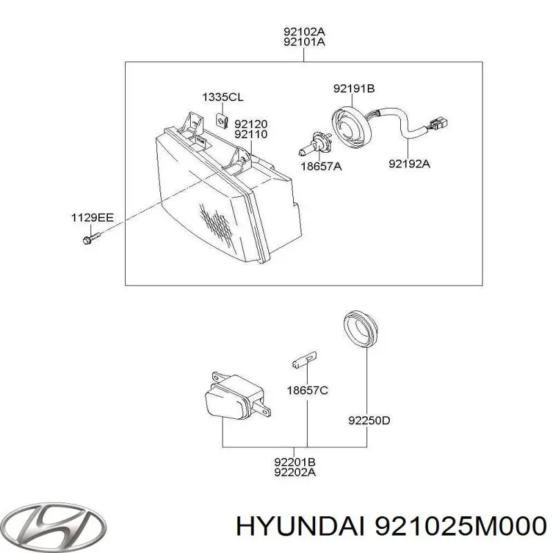 921025M000 Hyundai/Kia Фара правая