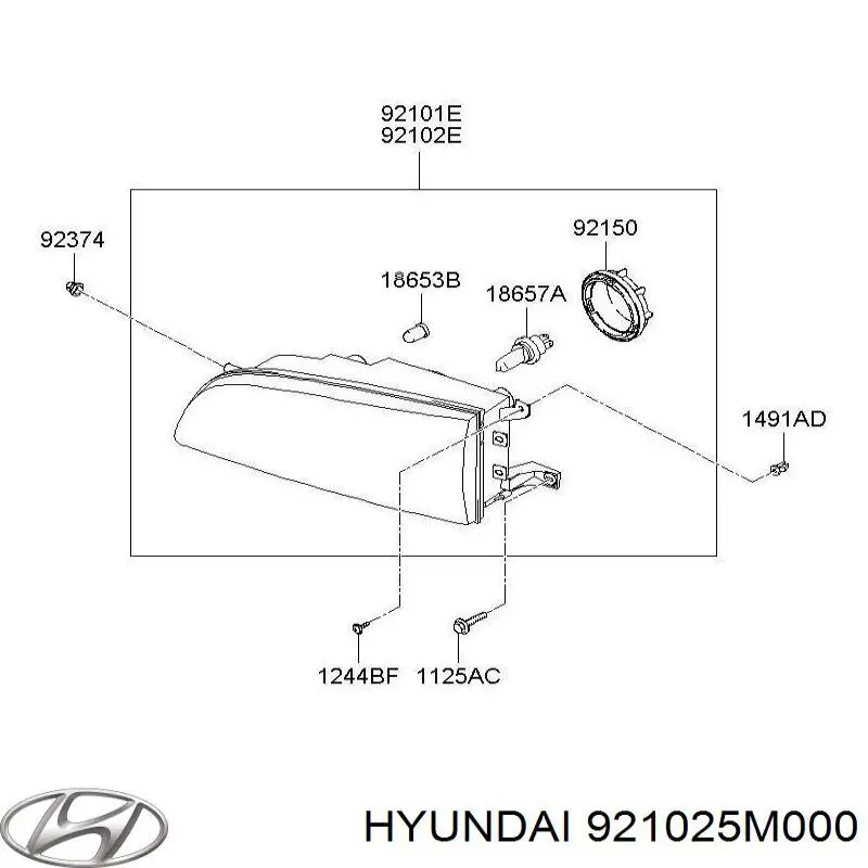 Основна фара - вставка Hyundai/Kia 921025M000 ціна, від 253.78 USD