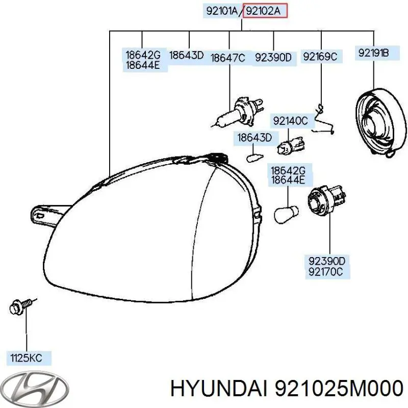 Купити 921025M000 Hyundai/Kia Права блок фара