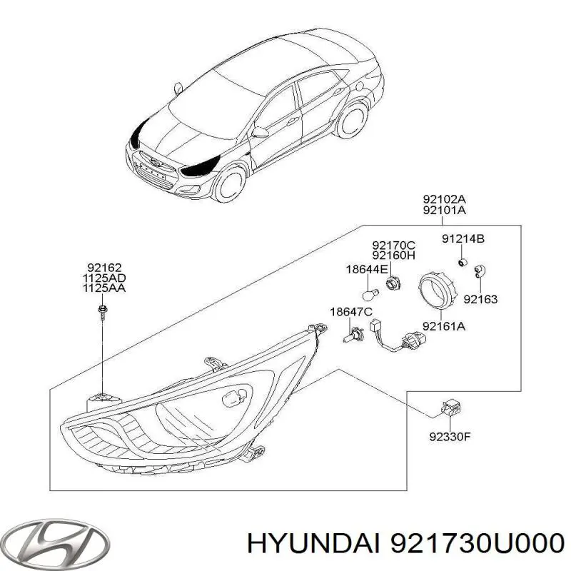 Купити 921730U000 Hyundai/Kia Кліпса кріплення фари
