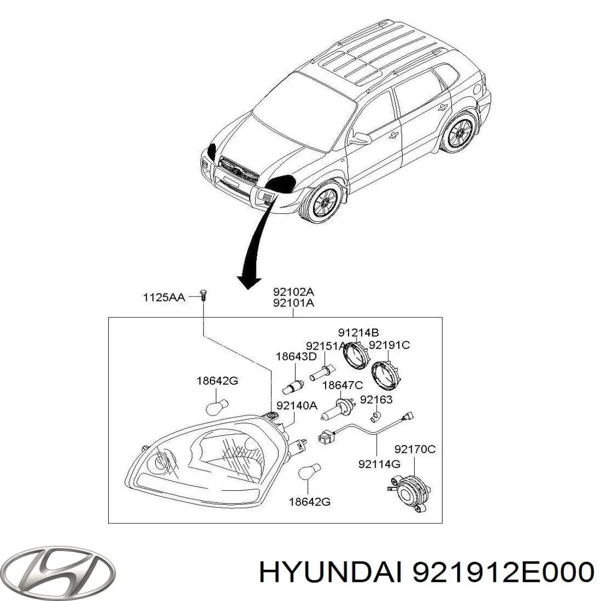Купити 921912E000 Hyundai/Kia Кришка фари, задня